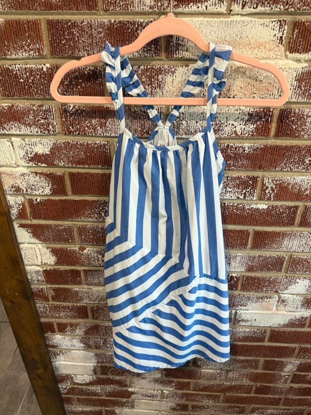 GAP Blue and White Sleeveless Striped Girls Sundress Sz 8 Nautical Casual Cotton - Picture 2 of 5